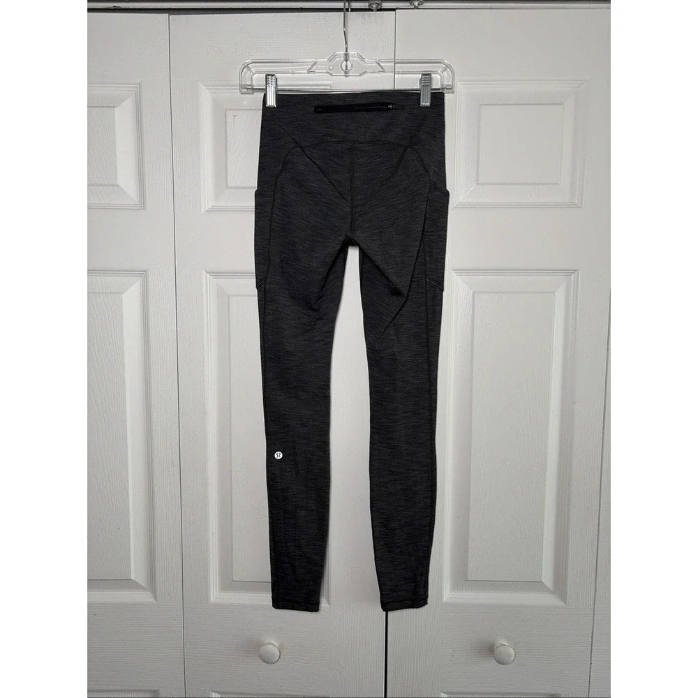 Lululemon‎ Speed Up Tight Leggings Womens Size 4 Heathered Black Running Yoga